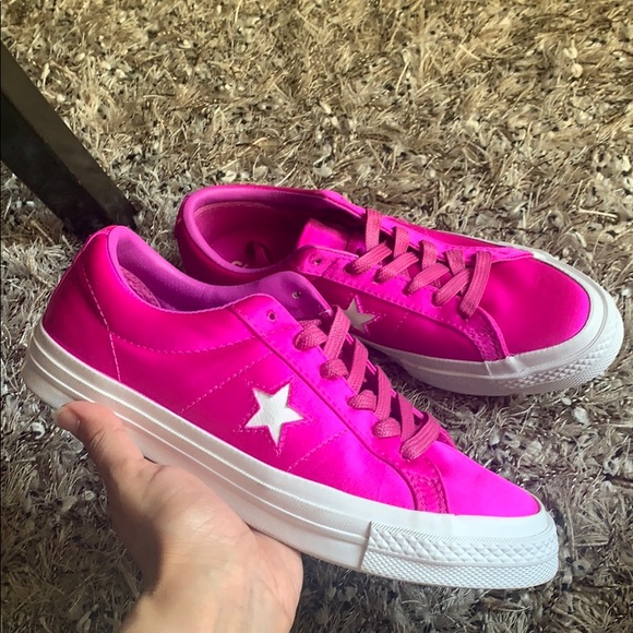 Converse Shoes - Converse magenta hot pink one star satin sneakers